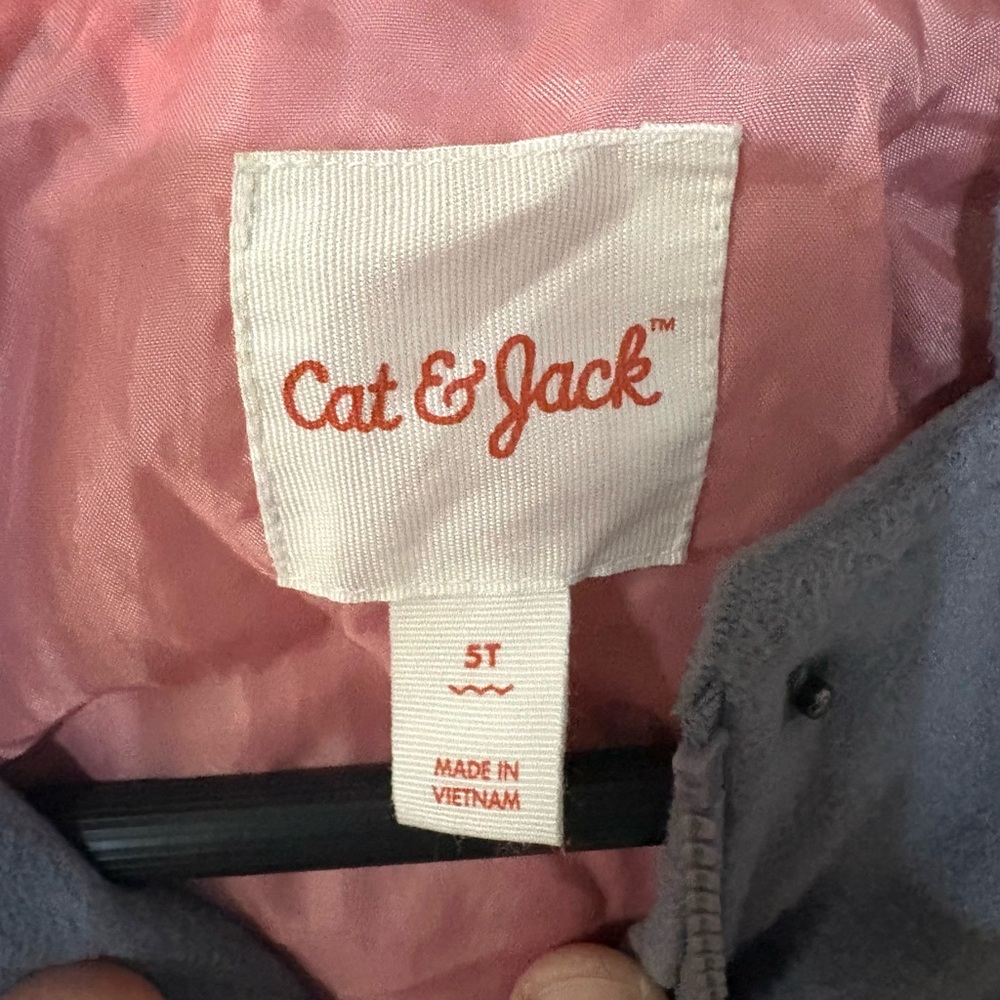 Cat & Jack Gray Bunny Hooded Jacket with Ears & Tail Toddler 5T - Picture 3 of 5